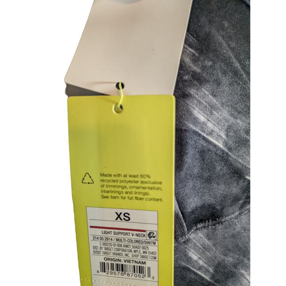 Sports Bra Camo Brushed Tie Dye Print Light Support VNeck All in Motion XS Gray‎ - Picture 4 of 8